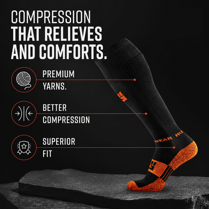Tall Compression Socks (Black/Orange)