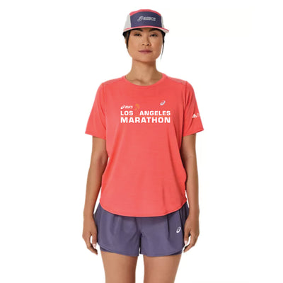 Maratón de Los Ángeles ASICS 2026 - Camiseta de manga corta ASICS para mujer - Coral Reef (2012C969) (LA26-03)