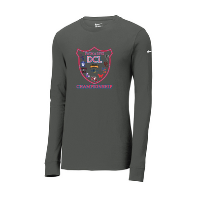 Campeonato de natación y buceo DCL: camiseta de manga larga de algodón y poliéster Nike Dri FIT (NKBQ5230) 
