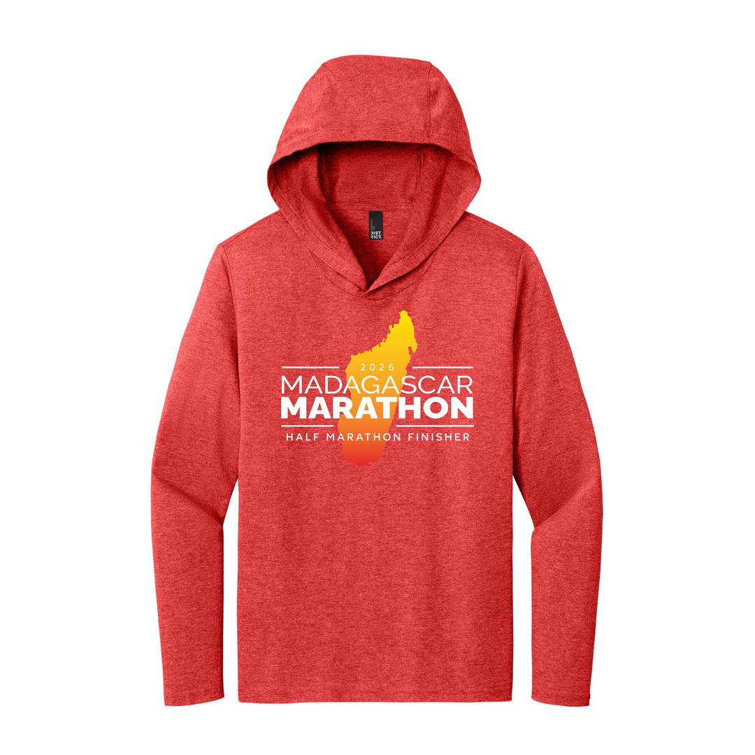 Madagascar Marathon FINISHER- Perfect Tri® Long Sleeve Hoodie (Red Frost) (DM139)