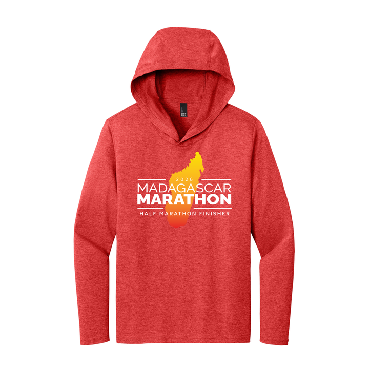 Madagascar Marathon FINISHER- Perfect Tri® Long Sleeve Hoodie (Red Frost) (DM139)