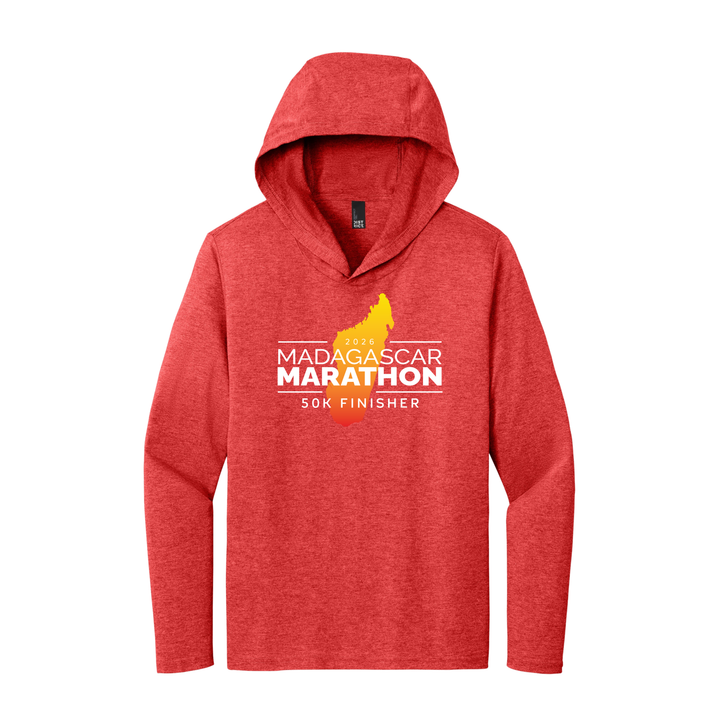 Madagascar Marathon FINISHER- Perfect Tri® Long Sleeve Hoodie (Red Frost) (DM139)