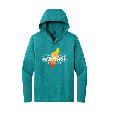 Madagascar Marathon FINISHER- Perfect Tri® Long Sleeve Hoodie (Heathered Teal) (DM139) (Copy)