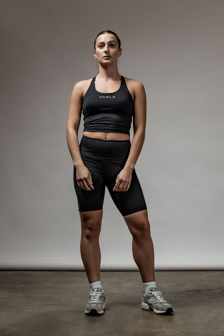 SOHO Women's Technical High Rise Shorts 8" (Black)