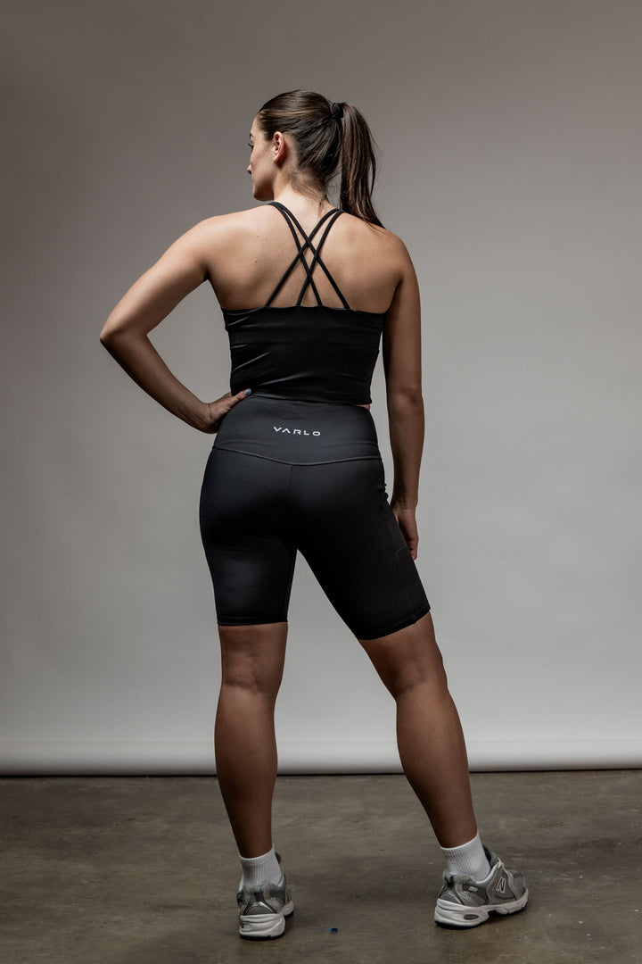 SOHO Women's Technical High Rise Shorts 8" (Black)