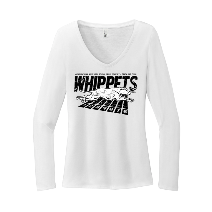 Downingtown West XC and T&F - Women's Long Sleeve V-Neck Tee (DT6201)