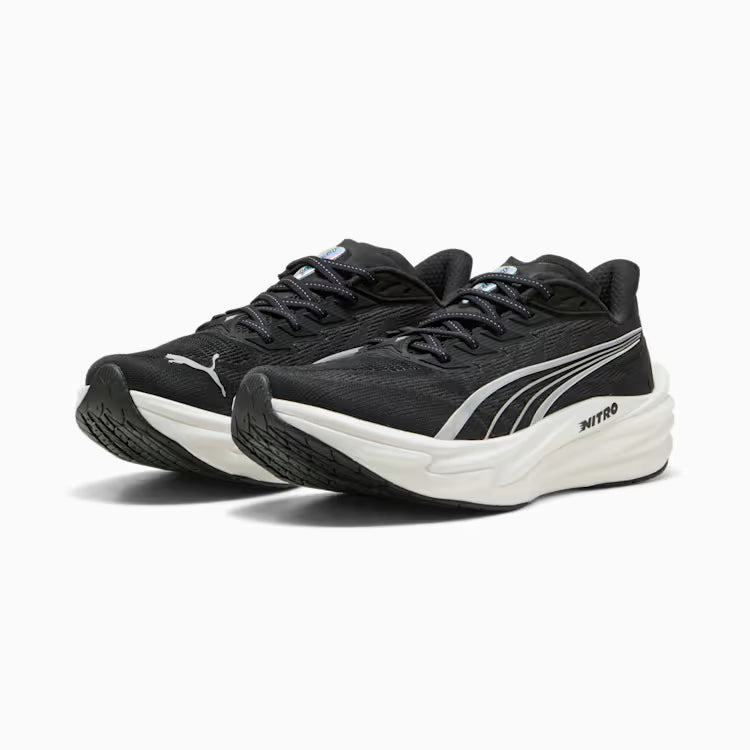 Men's Puma DEVIATE NITRO 4 (Wide) - PUMA BLACK-PUMA WHITE-PUMA SILVER