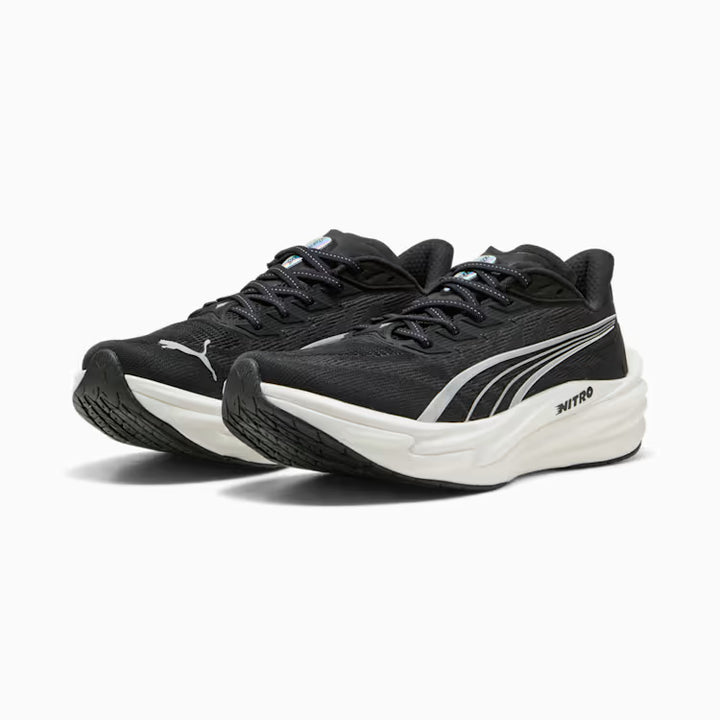 Men's Puma DEVIATE NITRO 4 (Wide) - PUMA BLACK-PUMA WHITE-PUMA SILVER