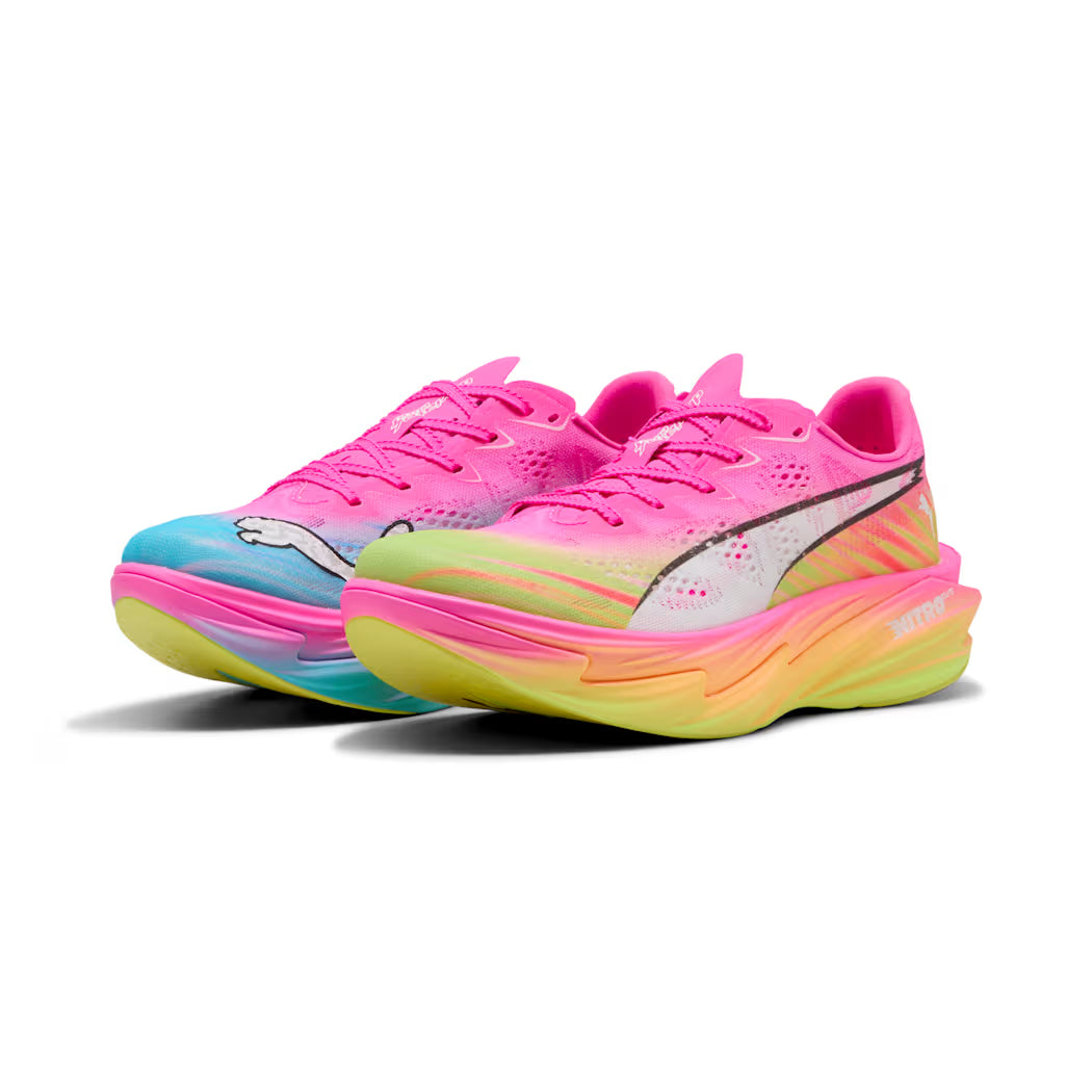Women's Puma DEVIATE NITRO ELITE 4 ST - POISON PINK-YELLOW ALERT-BRIGHT AQUA-SUN S