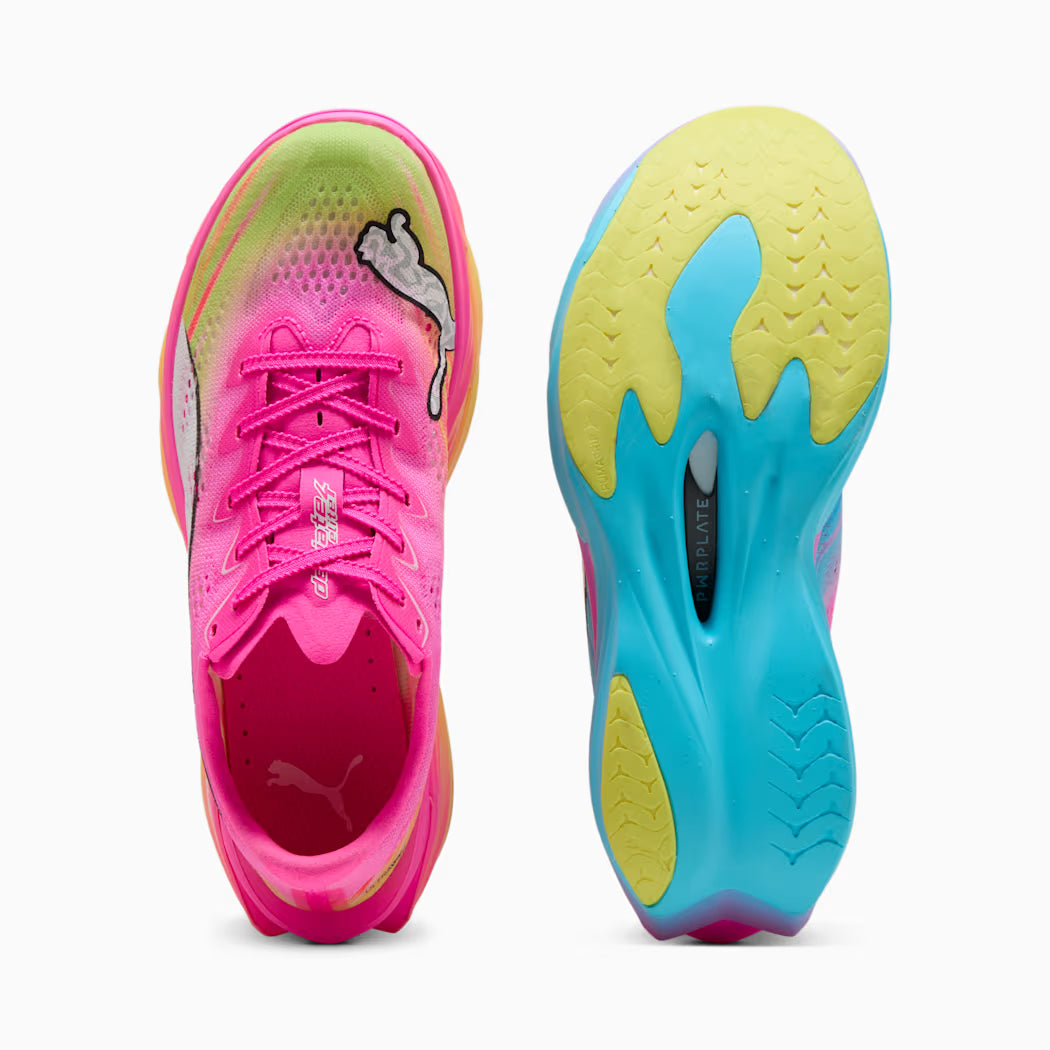 Women's Puma DEVIATE NITRO ELITE 4 ST - POISON PINK-YELLOW ALERT-BRIGHT AQUA-SUN S