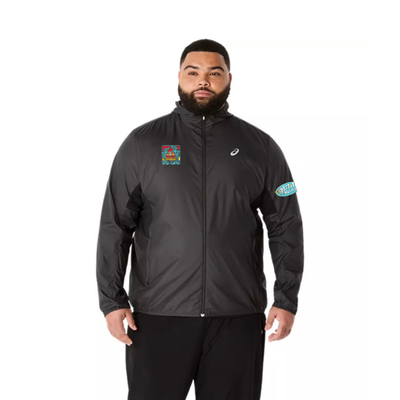 Chaqueta ASICS Silver para hombre, color negro, St. Pete Run Fest - Dolphin Challenge (2011D235)