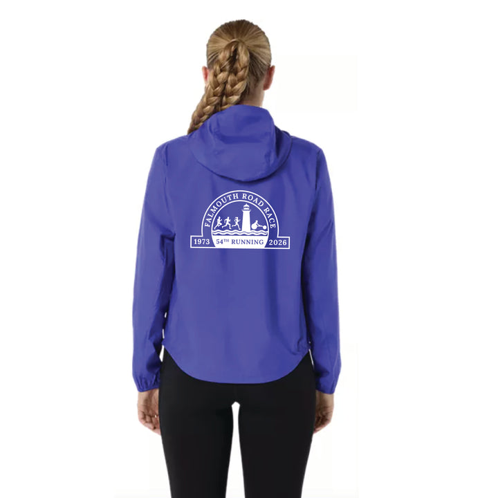 ASICS Falmouth Road Race 2026 - ASICS Women's Silver Jacket Cobalt Burst (2012D148) (FRR26-10 LC, FRR26-08 Back)