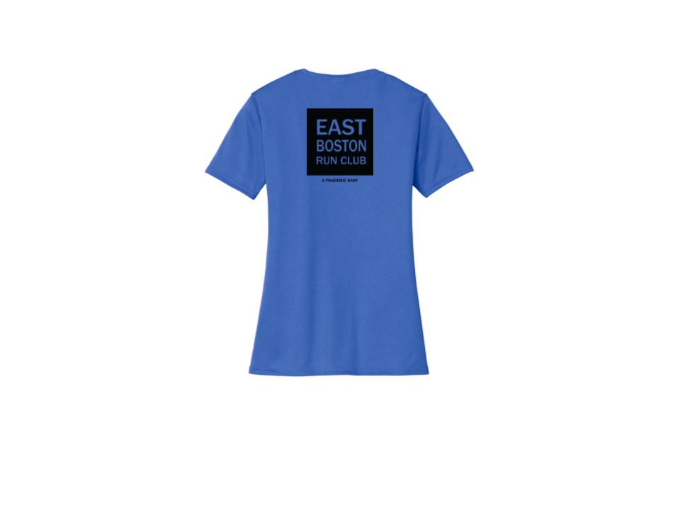 East Boston Run Club - Women's Performance Tee On The Back (LPC380)