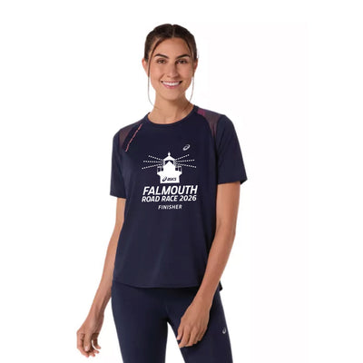 Camiseta ASICS de manga corta de carretera para mujer, color medianoche (2012D371)