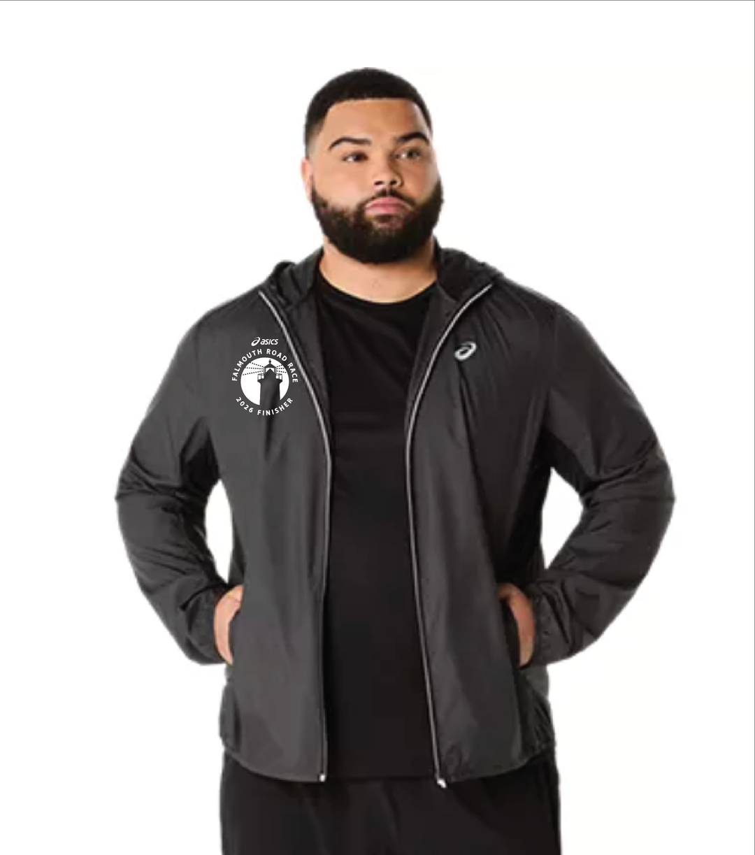 ASICS Falmouth Road Race 2026 FINISHER - ASICS Men's Silver Jacket Black (2011D235)