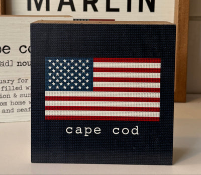 American Flag Needlepoint Block Sign