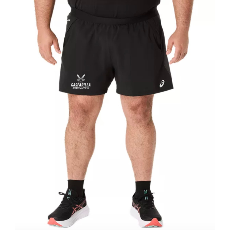 Gasparilla 2026 - Pantalón corto ASICS de carretera de 5" para hombre - Negro/Gris grafito (2011D247.001) (Gas-22)