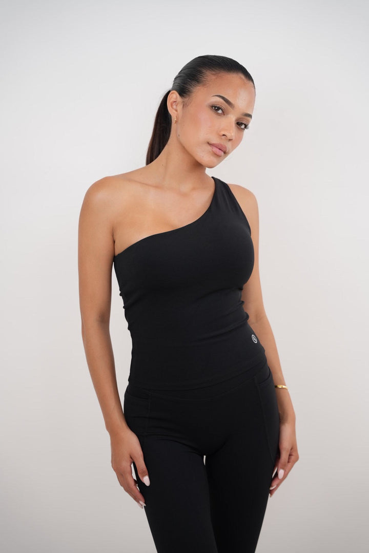 I Am Wealthy Black One Shoulder Top