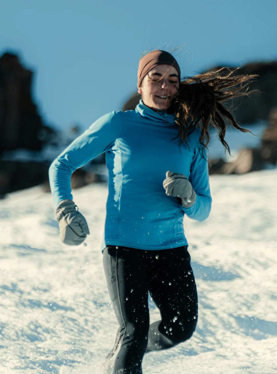 Sudadera con capucha Janji Rover Merino - Bluebird - MUJER
