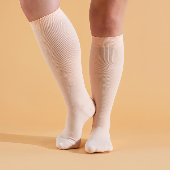 Knee-High Compression Socks - 3 Pack Solids Black/Rose/White