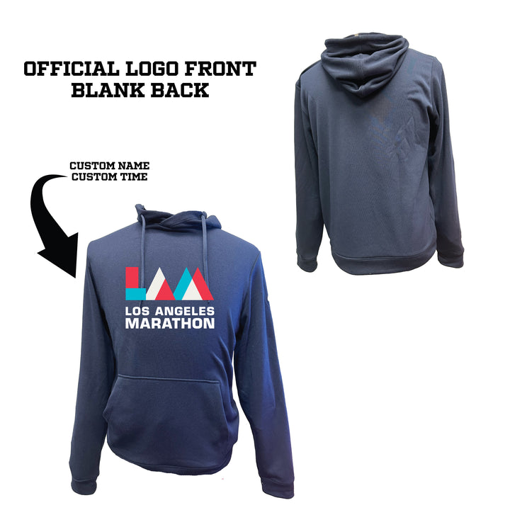 Sudadera unisex de felpa francesa azul marino con capucha oficial de finalista del Maratón de Los Ángeles 2024 (2031A617)