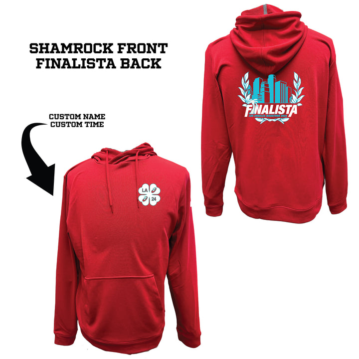 Sudadera unisex de felpa francesa roja oficial de finalista del Maratón de Los Ángeles 2024 (2031A617)