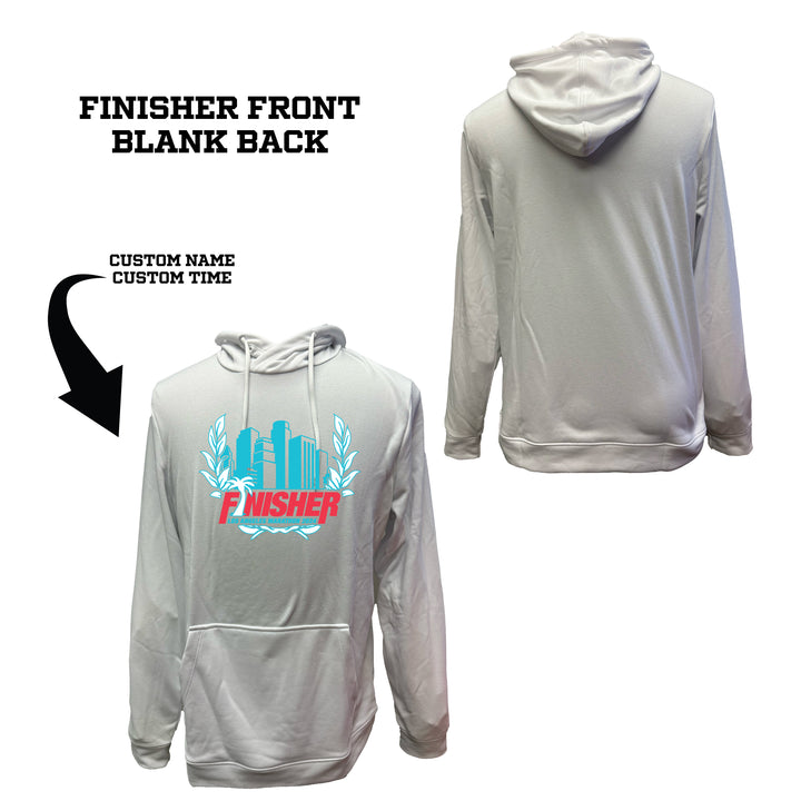 Sudadera unisex de felpa francesa blanca con capucha oficial de finalista del Maratón de Los Ángeles 2024 (2031A617)