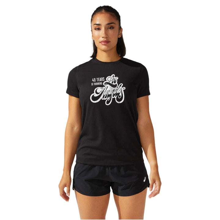 LA Marathon - ASICS Women's Ready Set Short Sleeve Tee Black (2012b469) (LA06/LA35B)