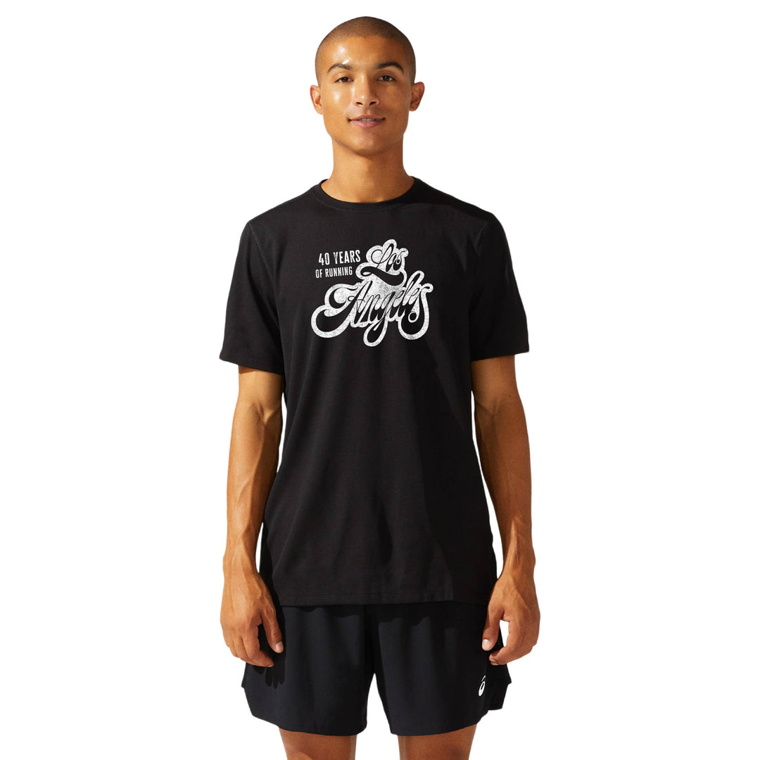 LA Marathon - ASICS Men's Ready Set Short Sleeve Tee Black (2011b458) (LA06/LA35B)