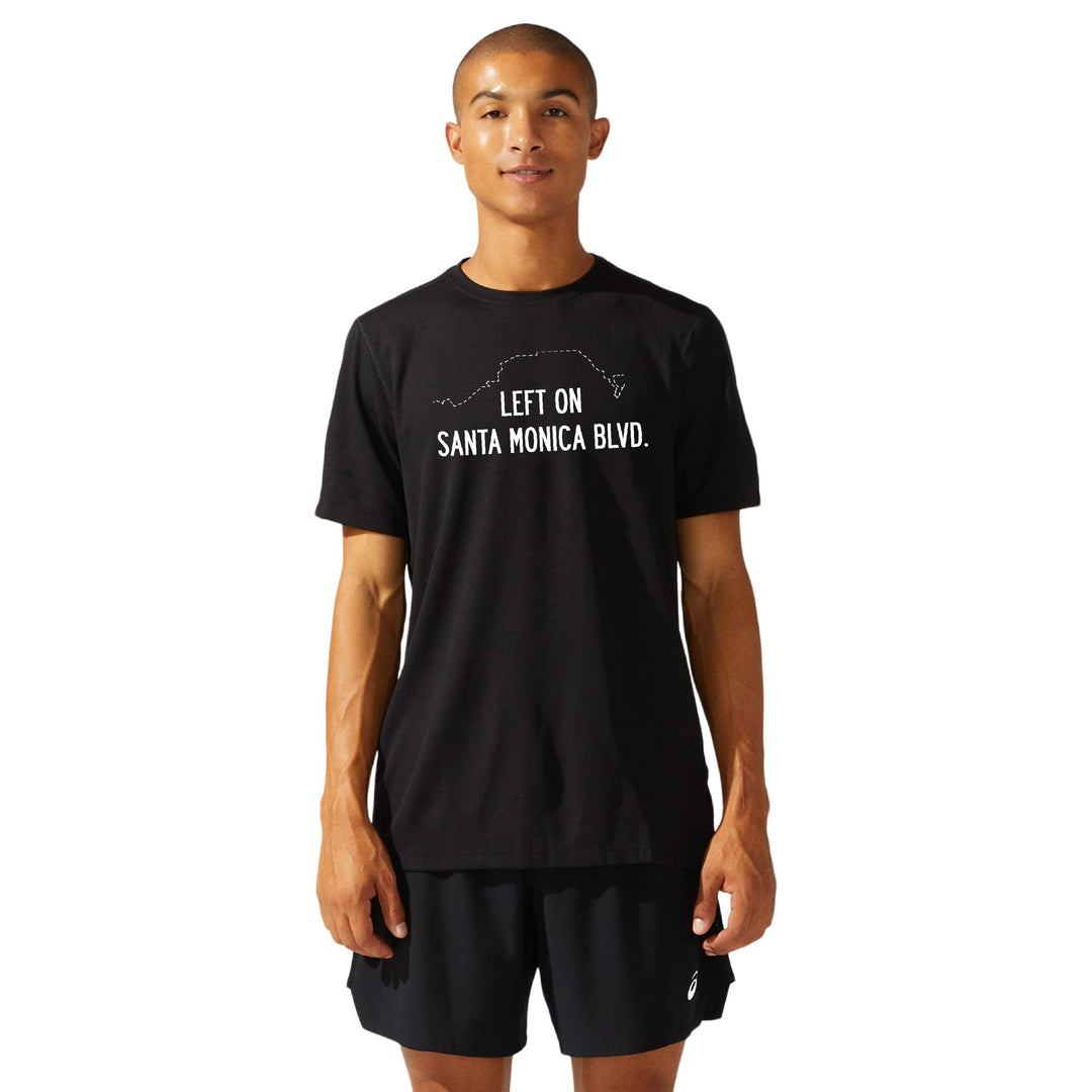 LA Marathon - ASICS Men's Ready Set Short Sleeve Tee Black (2011b458) (LA09/LA35B)