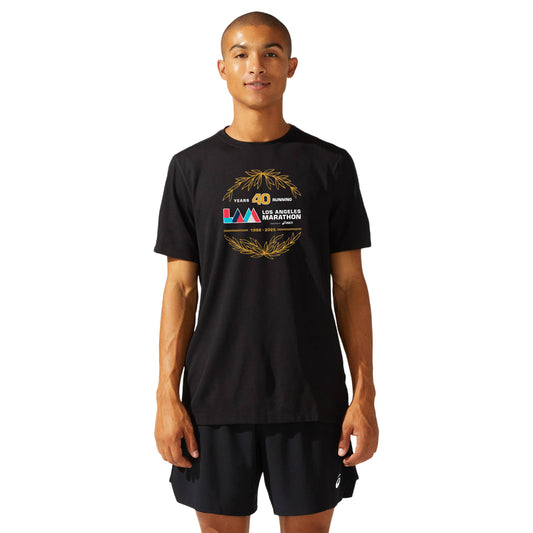 LA Marathon - ASICS Men's Ready Set Short Sleeve Tee Black (2011b458) (LA36/LA35B)