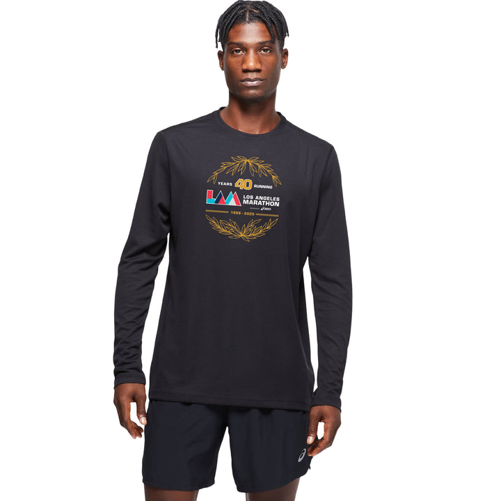 LA Marathon - ASICS Men's Ready Set Long Sleeve Tee Black (2011b459) (LA36/LA35B)