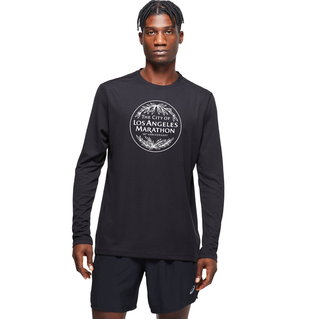 LA Marathon - ASICS Men's Ready Set Long Sleeve Tee Black (2011b459) (LA30/LA35B)