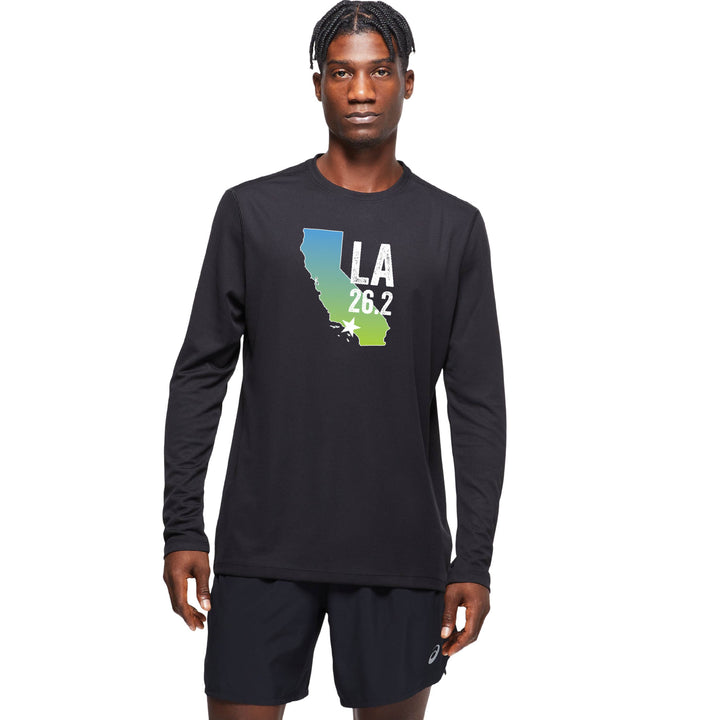 LA Marathon - ASICS Men's Ready Set Long Sleeve Tee Black (2011b459) (LA12/LA35B)