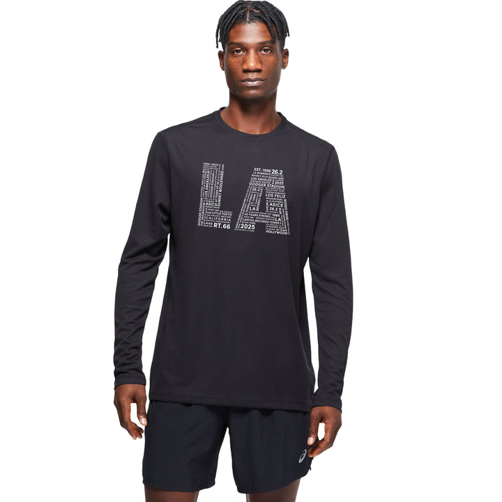 LA Marathon - ASICS Men's Ready Set Long Sleeve Tee Black (2011b459) (LA11/LA35B)