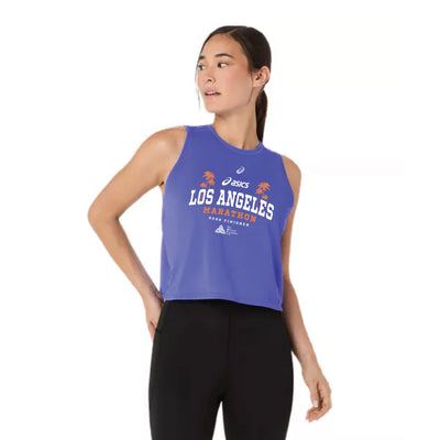 Maratón de Los Ángeles ASICS 2026 - Top corto de carretera ASICS para mujer color cobalto (2012D368) (LA26-33)