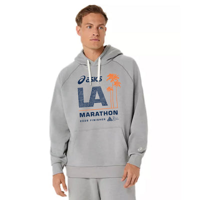 ASICS Los Angeles Marathon 2026 FINISHER - Sudadera con capucha unisex de forro polar, estilo relajado, gris jaspeado (2031F470) (LA26-30)