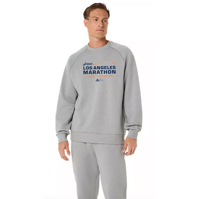 ASICS Los Angeles Marathon 2026 FINISHER - Sudadera unisex de cuello redondo de polar ASICS gris jaspeado (2031F469) (LA26-26)