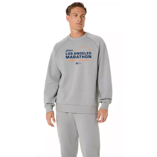 2026 ASICS Los Angeles Marathon FINISHER - ASICS Unisex Fleece Crewneck Sweatshirt Grey Heather (2031F469)  (LA26-26)