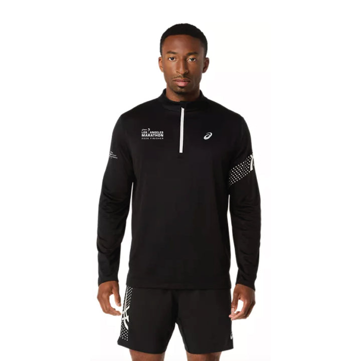 ASICS Icon - Camiseta de manga larga con media cremallera para hombre, color negro (2011D459)