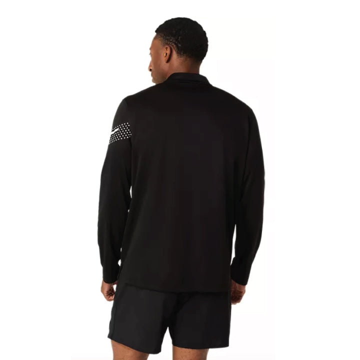 ASICS Icon - Camiseta de manga larga con media cremallera para hombre, color negro (2011D459)