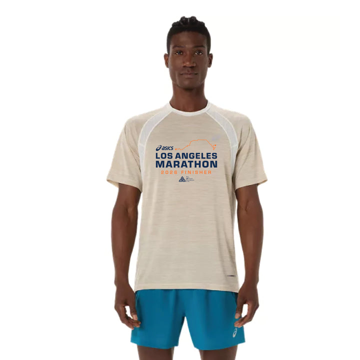 2026 ASICS Los Angeles Marathon FINISHER - ASICS Men's Road SS Top Cream (2011D453) (LA26-26)