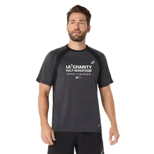 2026 Los Angeles Charity Half Marathon FINISHER - ASICS Men's Road SS Top Black (2011D453) (LA26-39)