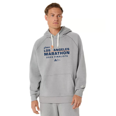 ASICS Los Angeles Marathon 2026 FINISHER - Sudadera con capucha unisex de forro polar, estilo relajado, gris jaspeado (2031F470) (LA26-30)