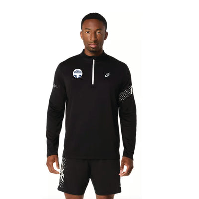 ASICS Icon - Camiseta de manga larga con media cremallera para hombre, color negro (2011D459)