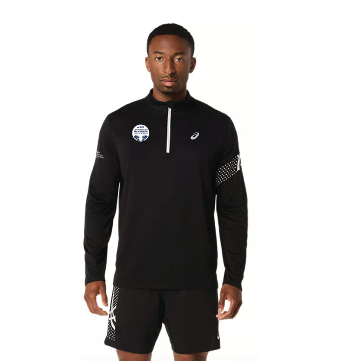 ASICS Icon - Camiseta de manga larga con media cremallera para hombre, color negro (2011D459)