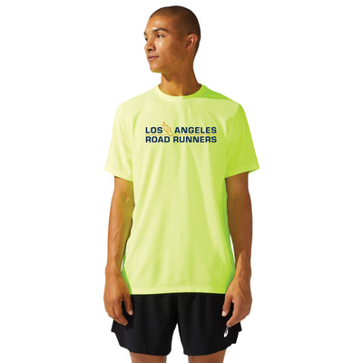 Los Angeles Road Runners - Camiseta de manga corta ASICS Ready Set para hombre, color amarillo seguridad (2011b458) (LARR-01)