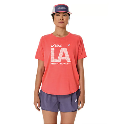 Maratón de Los Ángeles ASICS 2026 - Camiseta de manga corta ASICS para mujer - Coral Reef (2012C969) (LA26-15, LA26-16)