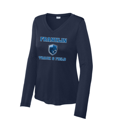 Franklin Track & Field - Camiseta deportiva de manga larga con cuello en V para mujer (LST353LS) 