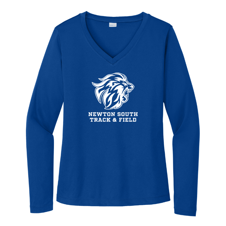 Newton South Track and Field - Women's Long Sleeve Performance V-Neck Tee (LST353LS)